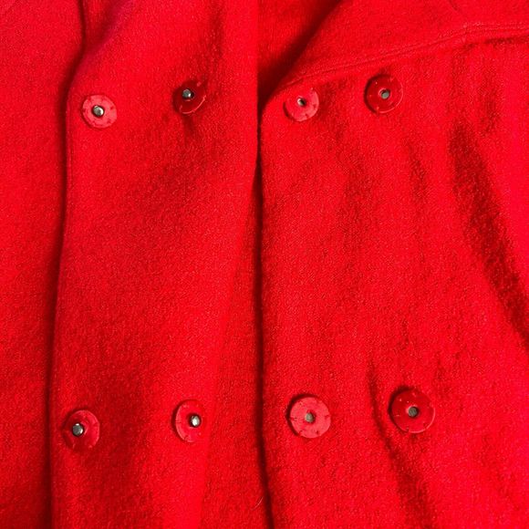 Cynthia Rowley Red Boiled Wool Blend Hidden Snap Closures Jacket Size Large - Picture 3 of 14